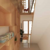 Duurzame particuliere zelfbouw meer generatie gezinswoning (interieur overloop 3rde verdieping) - Stek | Eustace Architectuur