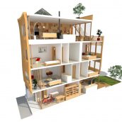 Duurzame particuliere zelfbouw meer generatie gezinswoning (doorsnede) - Stek | Eustace Architectuur