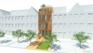 Duurzame particuliere zelfbouw meer generatie gezinswoning (gevelbeeld tuinzijde) - Stek | Eustace Architectuur